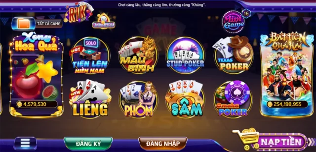 Kho game bài phong phú của Rikvip